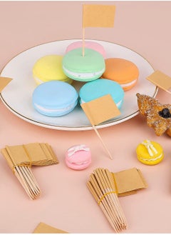 KASTWAVE Toothpick Flags, 200 Pcs Kraft Checkered Toothpick Flags Brown Mini Food Labels Flags for Party Food Cupcake Decoration Picks Cheese Markers for Cupcake, Food, Fruit, Party Decorations  - Image 5