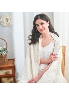Enjoylifeme Tassel Design Soft Blanket Keep Warm Cotton White 127 x 172cm  - Image 2
