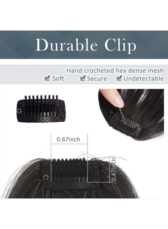 BARSDAR Clip in Bangs, BARSDAR 100% Human Hair Bangs Extensions French Bangs Air Bangs Neat Bangs with Temples Clip on Fringe Bangs Real Hair for Women Natural Color Washable/Dyeable(Air-Dark Auburn Brown) - Image 5