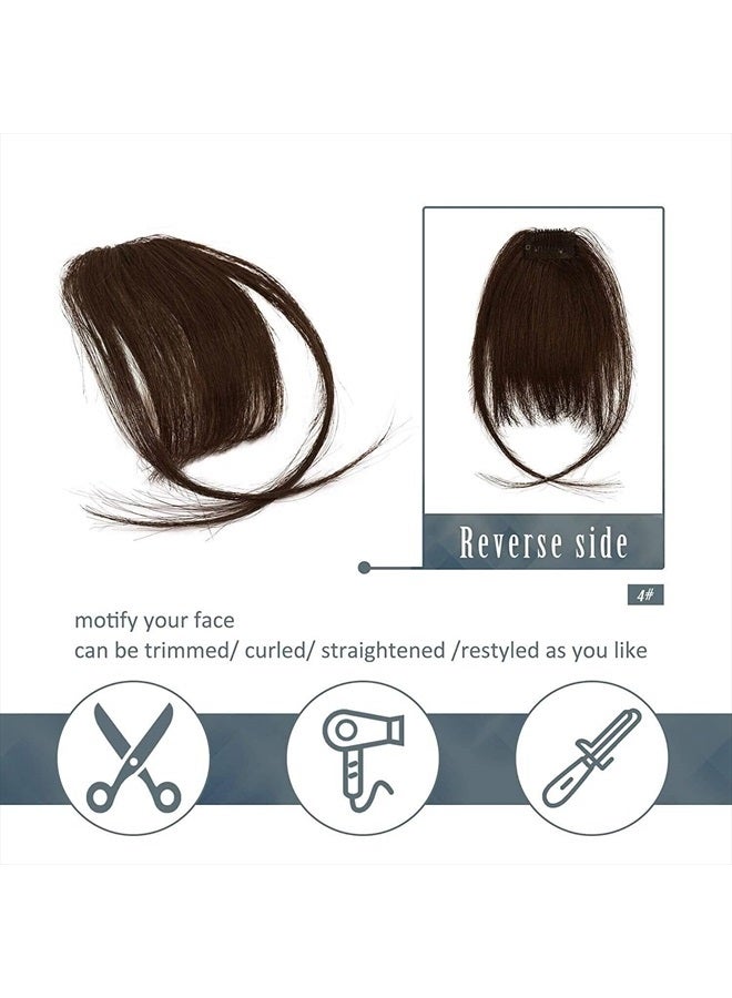 BARSDAR Clip in Bangs, BARSDAR 100% Human Hair Bangs Extensions French Bangs Air Bangs Neat Bangs with Temples Clip on Fringe Bangs Real Hair for Women Natural Color Washable/Dyeable(Air-Dark Auburn Brown) - Image 4