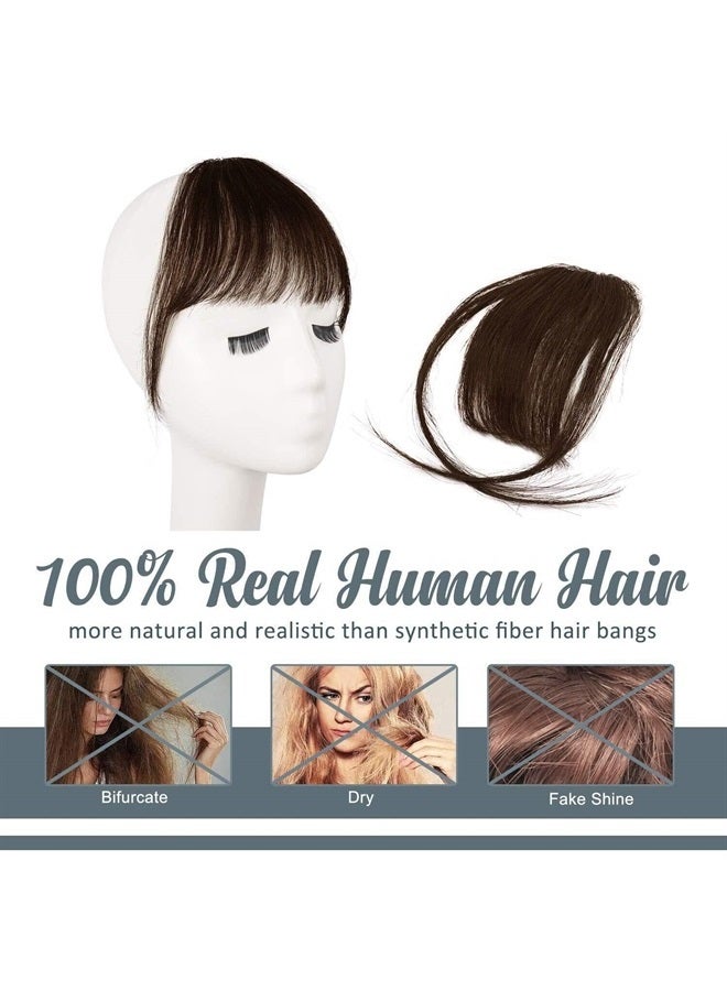 BARSDAR Clip in Bangs, BARSDAR 100% Human Hair Bangs Extensions French Bangs Air Bangs Neat Bangs with Temples Clip on Fringe Bangs Real Hair for Women Natural Color Washable/Dyeable(Air-Dark Auburn Brown) - Image 2