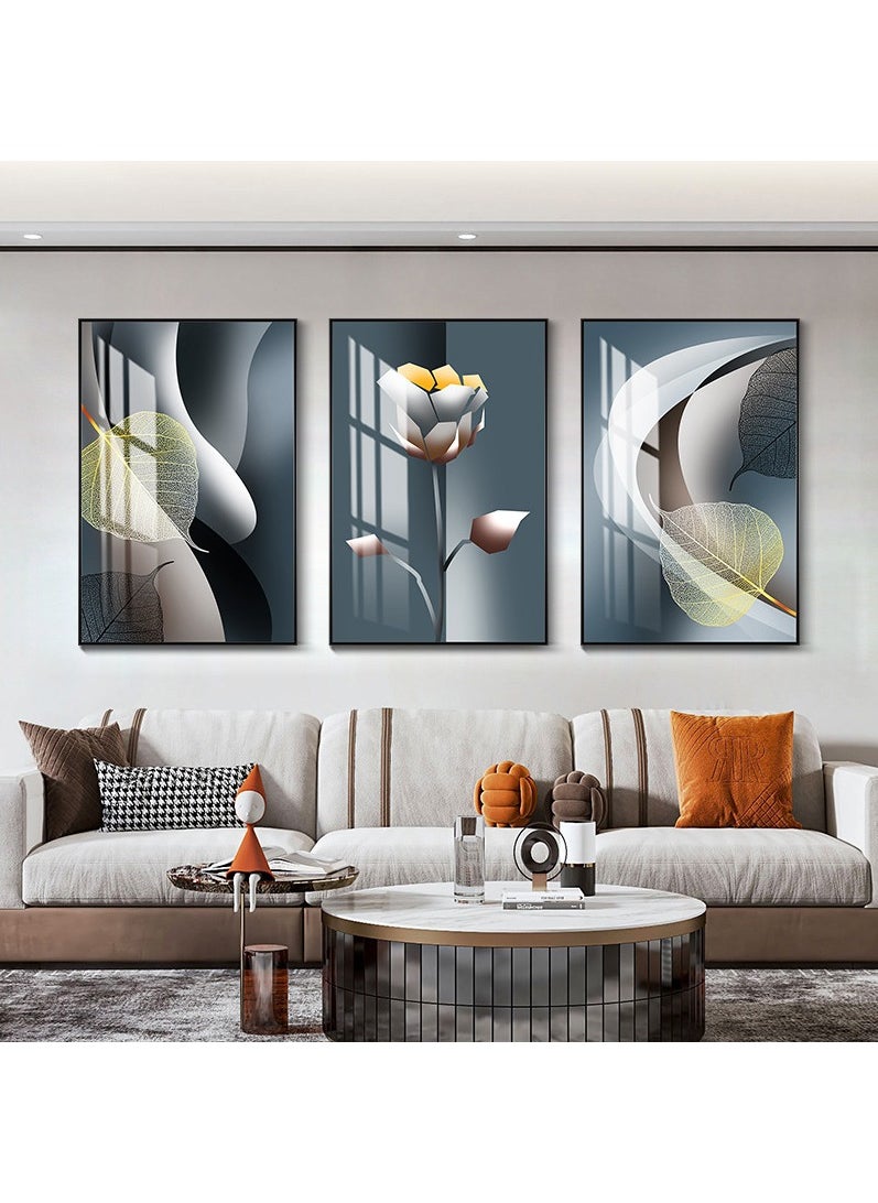 FASHION HOME 3PCS Wall Art Bright Style Minimalist Decor Modern Abstract Canvas Prints Poster Picture Framed Paintings Decorations  - Image 1