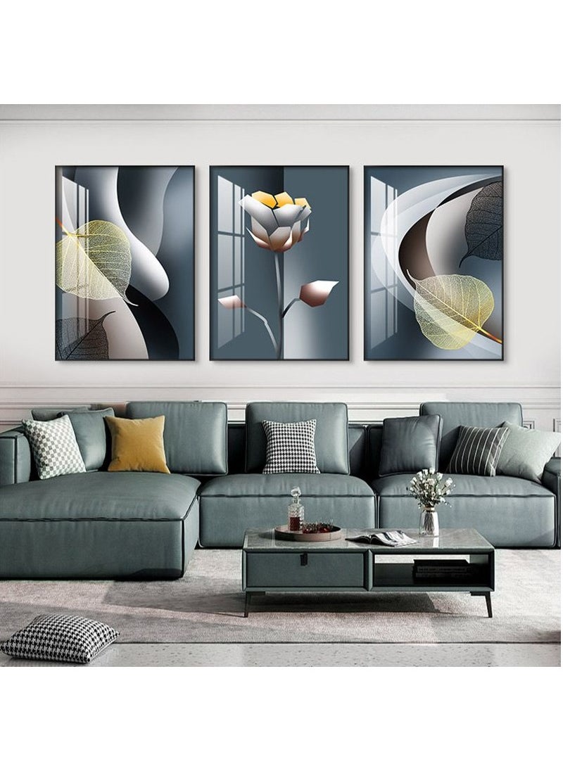 FASHION HOME 3PCS Wall Art Bright Style Minimalist Decor Modern Abstract Canvas Prints Poster Picture Framed Paintings Decorations  - Image 2