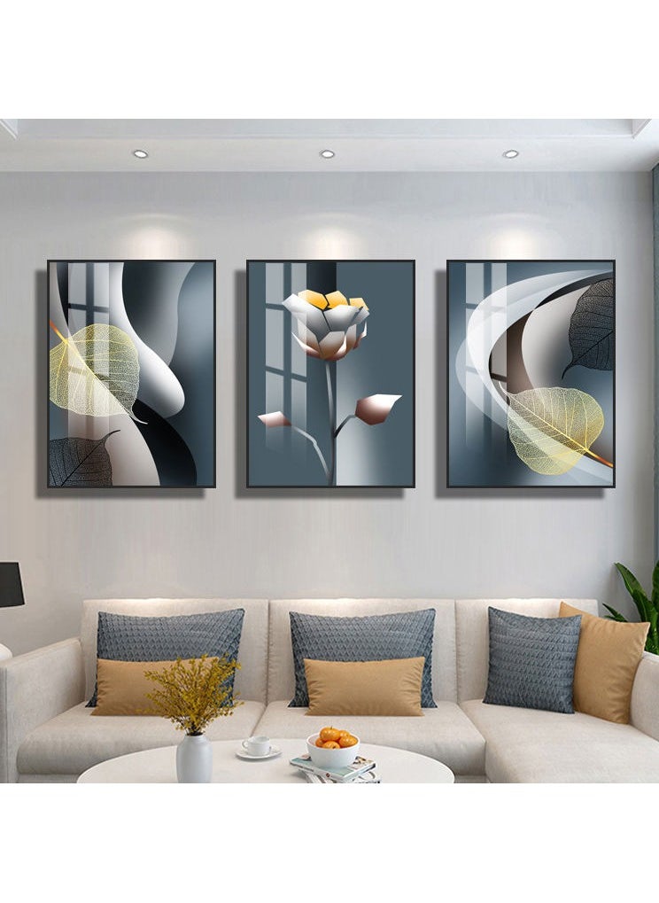 FASHION HOME 3PCS Wall Art Bright Style Minimalist Decor Modern Abstract Canvas Prints Poster Picture Framed Paintings Decorations  - Image 3