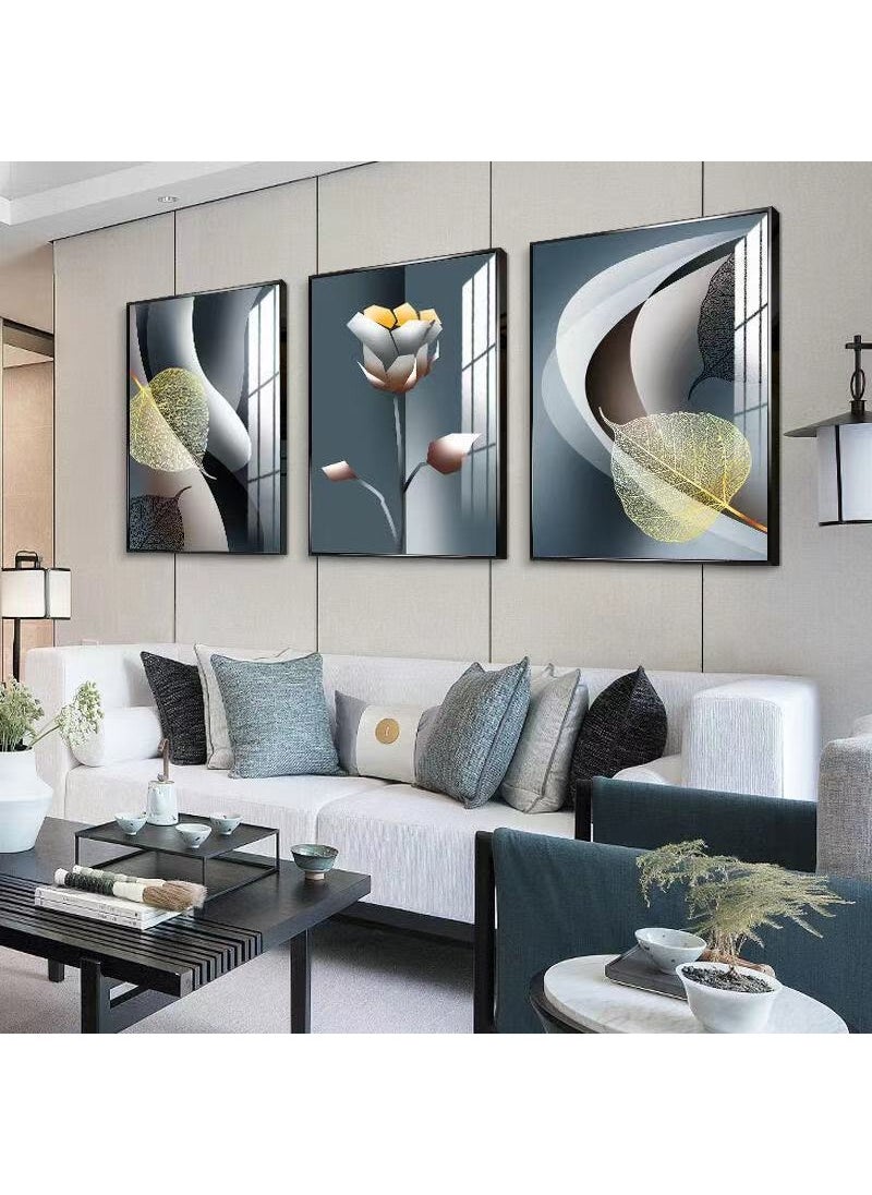 FASHION HOME 3PCS Wall Art Bright Style Minimalist Decor Modern Abstract Canvas Prints Poster Picture Framed Paintings Decorations  - Image 4