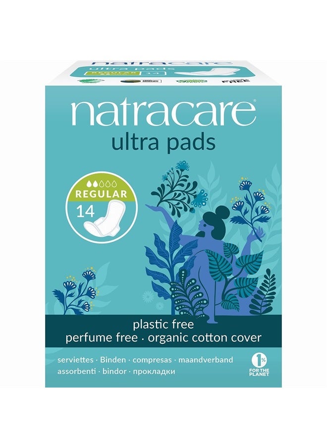 NATRACARE Natracare Slim Fitting Ultra Pads with Wings, Regular, Made with Certified Organic Cotton, Ecologically Certified Cellulose Pulp and Plant Starch (12 Pack, 168 Pads Total)  - Image 1