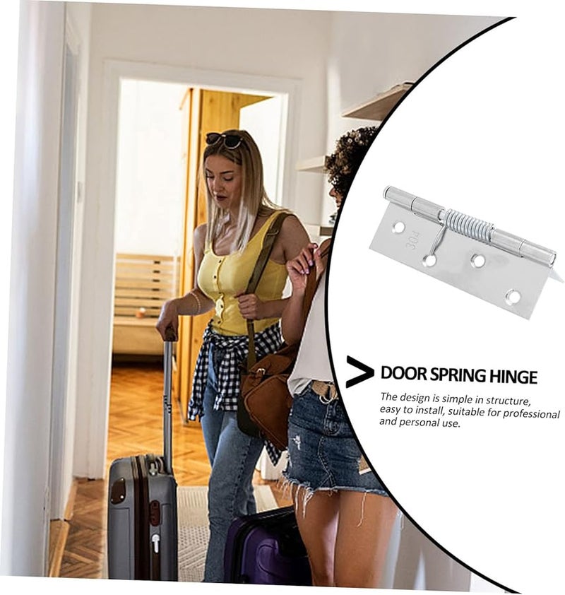 4 قطع من مفصلات الباب الزنبركية الأوتوماتيكية من الفولاذ المقاوم للصدأ مقاس 10x2.7 سم للخزائن والخزانات - Image 5