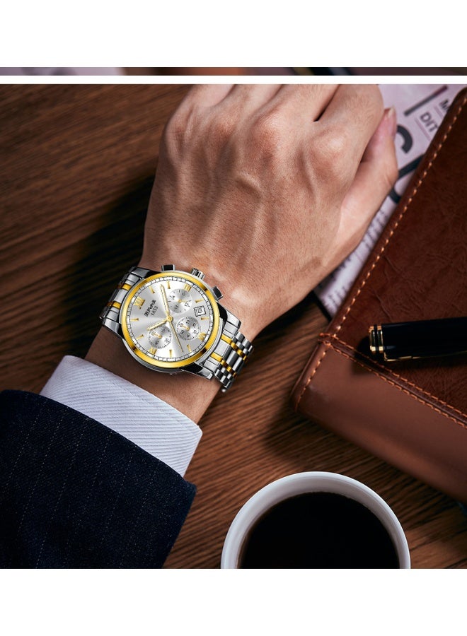 Two-Tone Gold & Steel Chronograph Watch for Men - Image 5