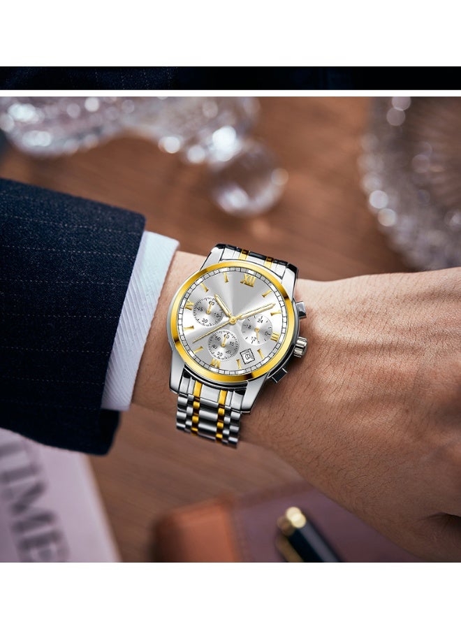 Two-Tone Gold & Steel Chronograph Watch for Men - Image 3