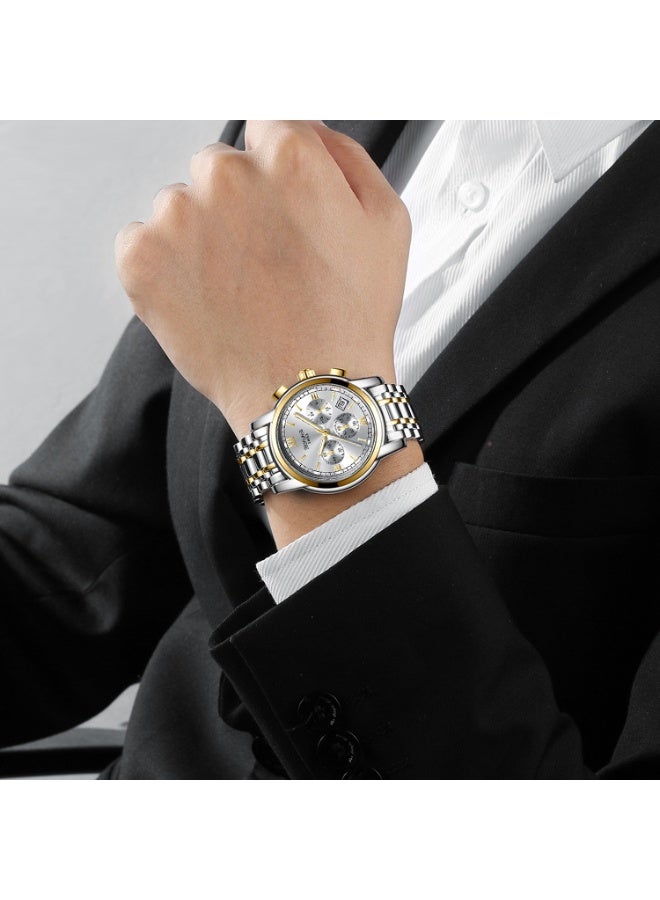 Two-Tone Gold & Steel Chronograph Watch for Men - Image 2