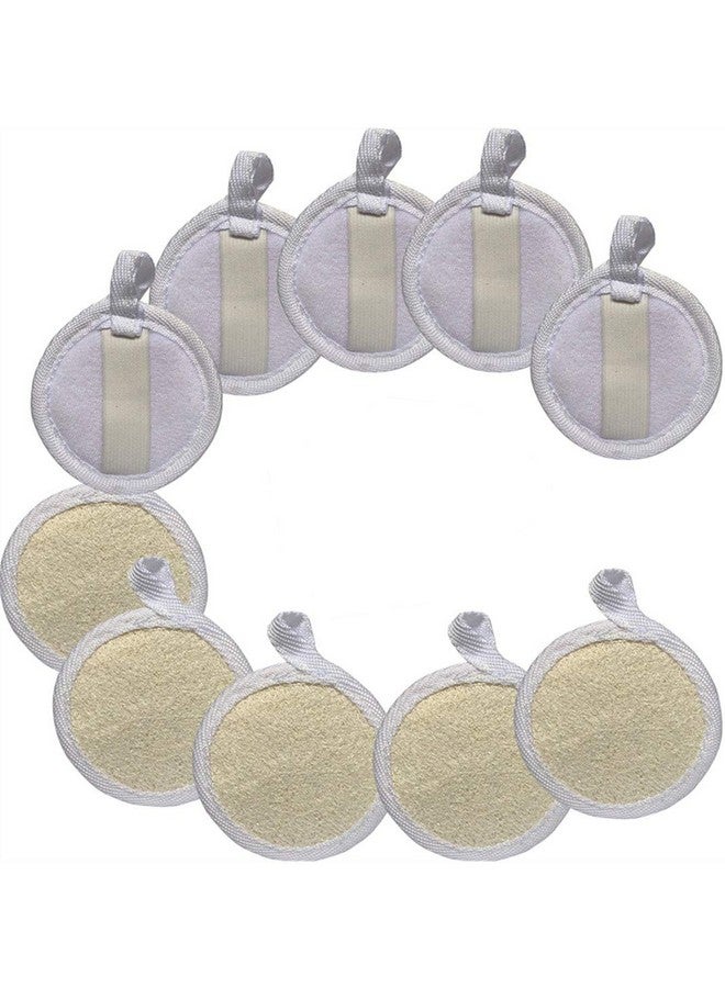 Tegelrying Loofah Sponge Exfoliating Facial Cleaning Pads 10 Packs Natural Loofa Face Scrubber Large Cleanser For Men Women Bath Spa Cleansing 3.15 Inches Dia - Image 2