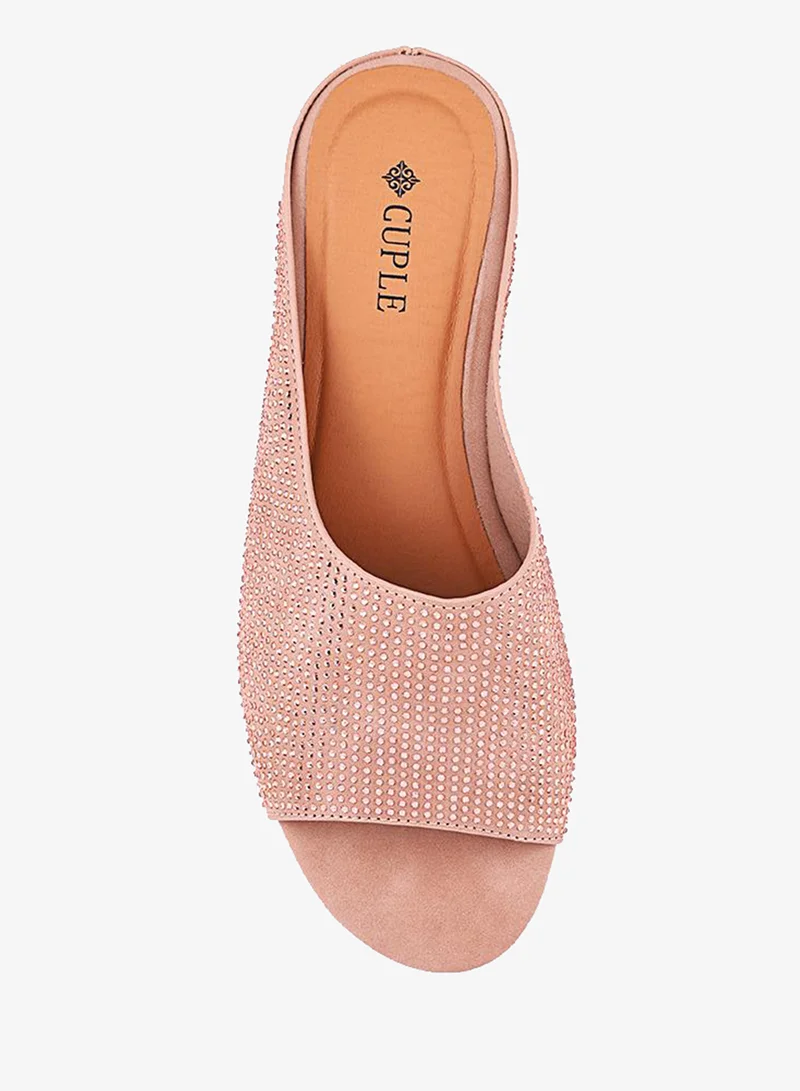 Cuple Pink Women Perforated Mule Flats for Women | Best Price UAE
