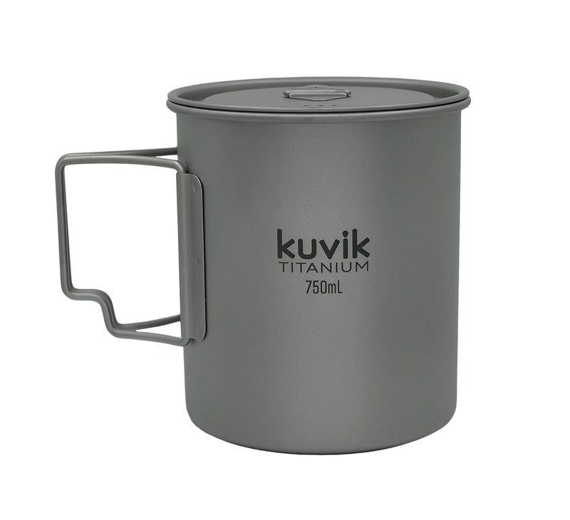 Kuvik Titanium Pot with Lid 750ml (25.4 oz) - Ultralight and Compact Pot for Backpacking, Camping, and Survival - Image 1