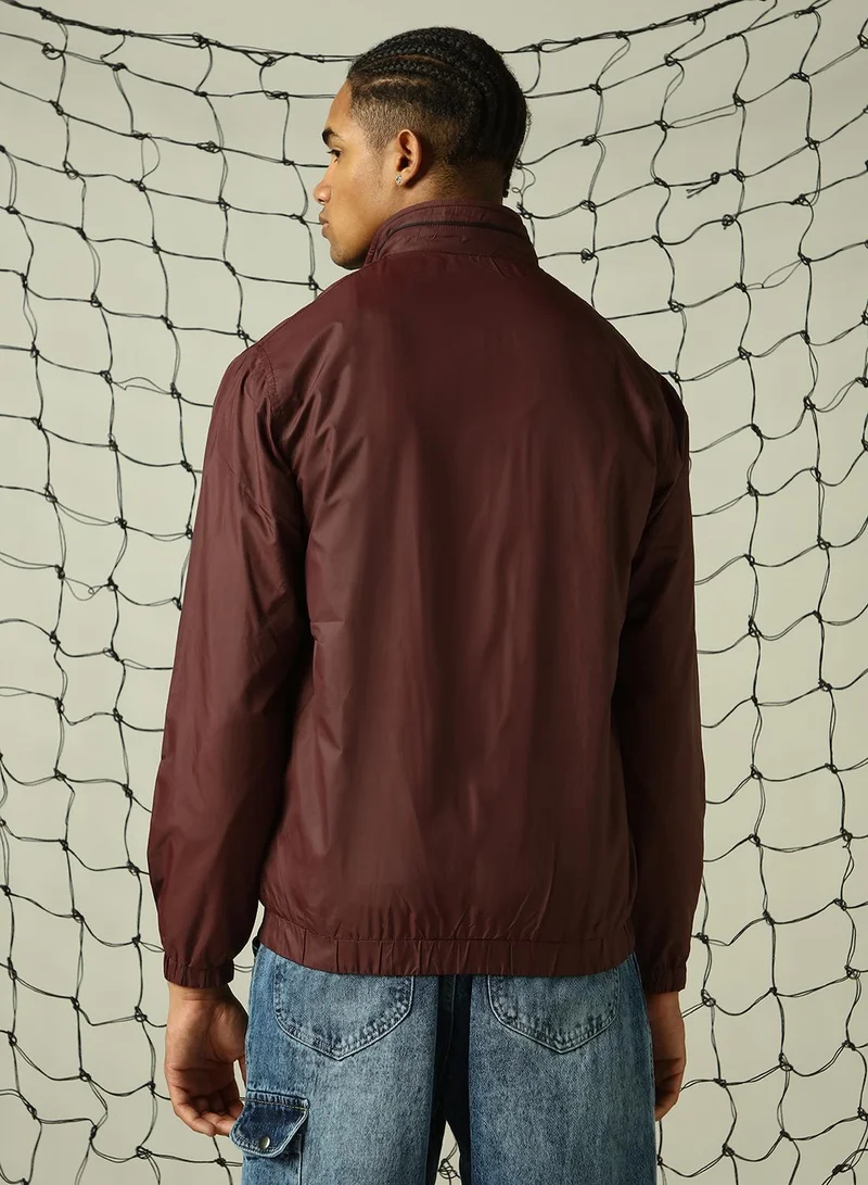 Hubberholme Men's Wine 100% Polyester Solid Oversized Jacket