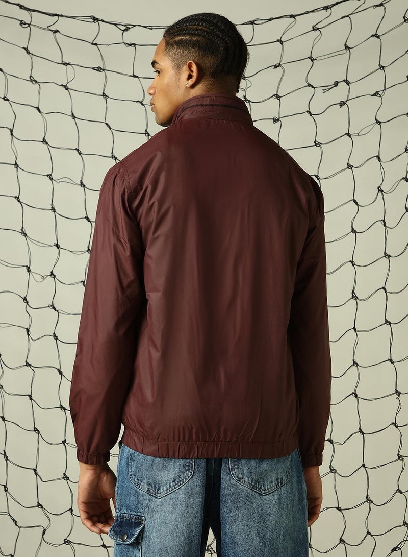 Hubberholme Men's Wine 100% Polyester Solid Oversized Jacket - Image 3