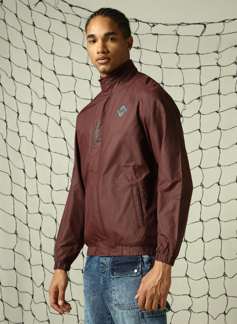 Hubberholme Men's Wine 100% Polyester Solid Oversized Jacket - Image 2