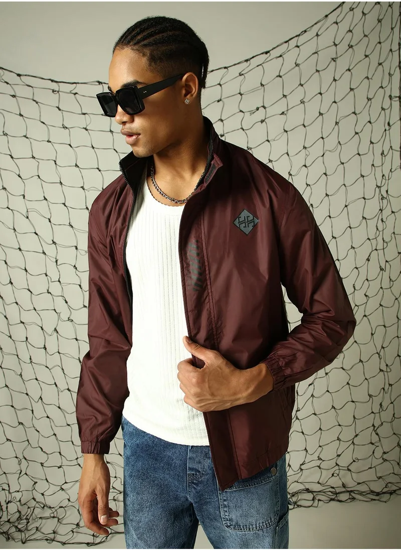 Hubberholme Men's Wine 100% Polyester Solid Oversized Jacket