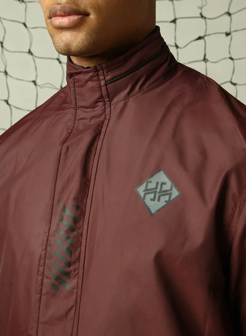 Hubberholme Men's Wine 100% Polyester Solid Oversized Jacket