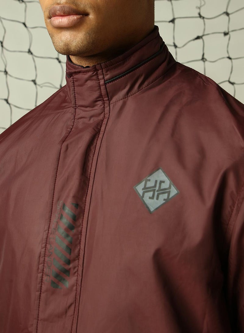 Hubberholme Men's Wine 100% Polyester Solid Oversized Jacket - Image 5