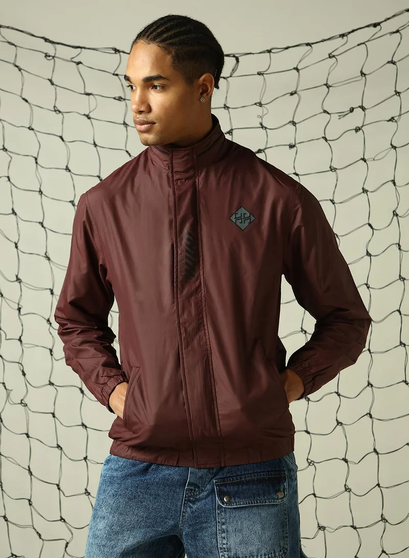 Hubberholme Men's Wine 100% Polyester Solid Oversized Jacket