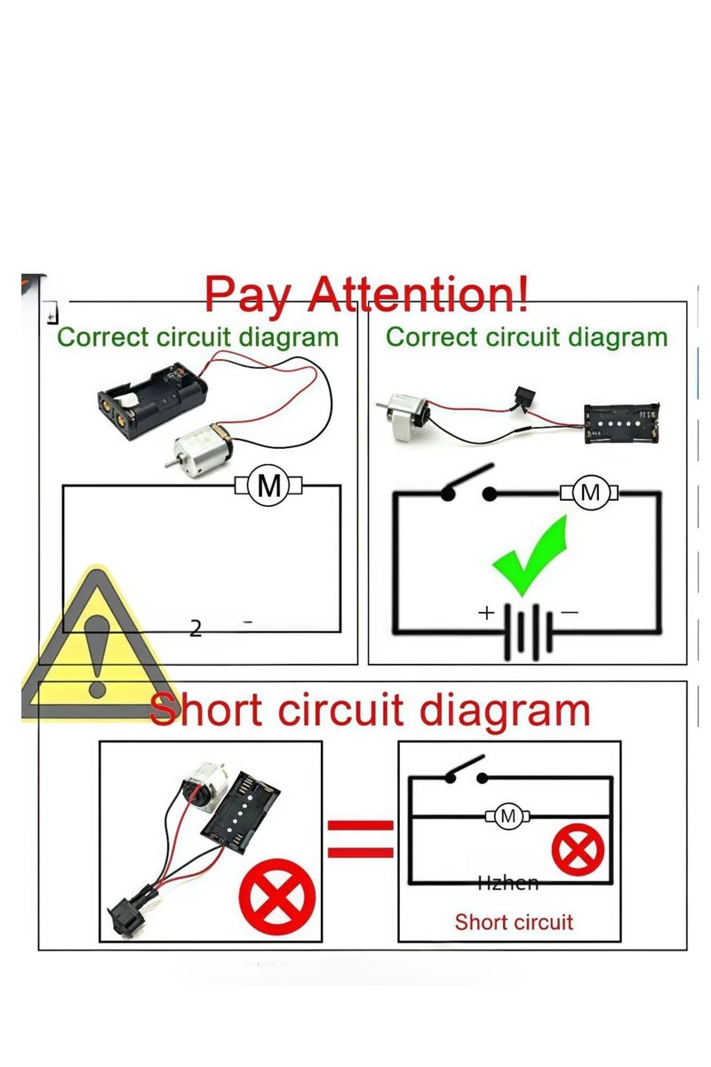 FLYHSO DC Motor Set 6pcs Small Rectangular Electric 1.5-3V 24000rpm, 84 Plastic Gear, Electronic Wire, 2 AA Battery Holders, Key Bot Roker, Pole Fan for Scientific Projects You Can Do DIY - Image 3
