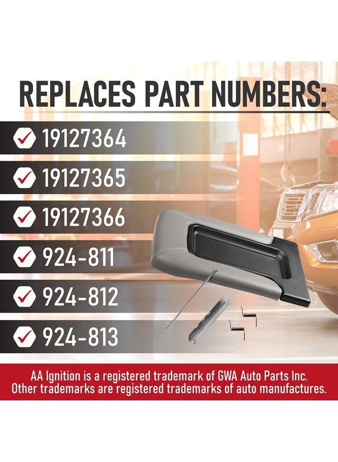 AA Ignition Center Console Lid Replacement Kit Gray - Replaces 924-811, 19127364, 19127365, 19127366 - Compatible with Chevy, GMC and Cadillac Vehicles - Silverado, Avalanche, Tahoe, Sierra - Armrest Hinge Latch - Image 3