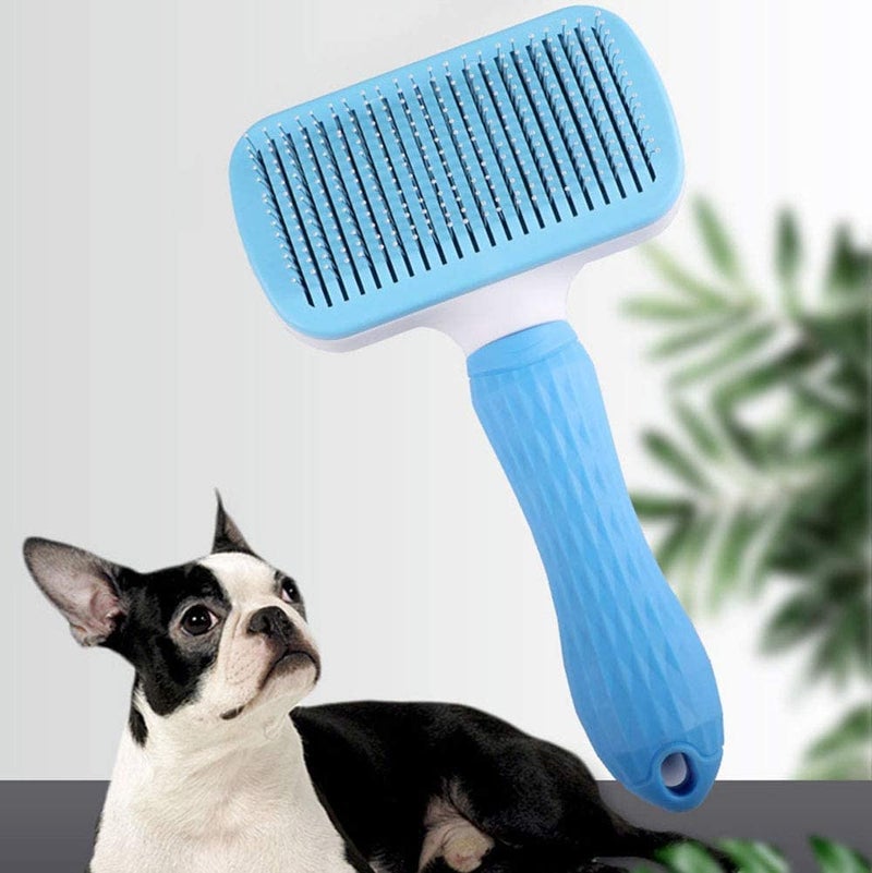 PIPALIYA Pet Neat Self Cleaning Slicker Brush Effectively Reduces with Long Handle Shedding Hair Dog Cats Grooming Fur Cleaning Tool - Image 2