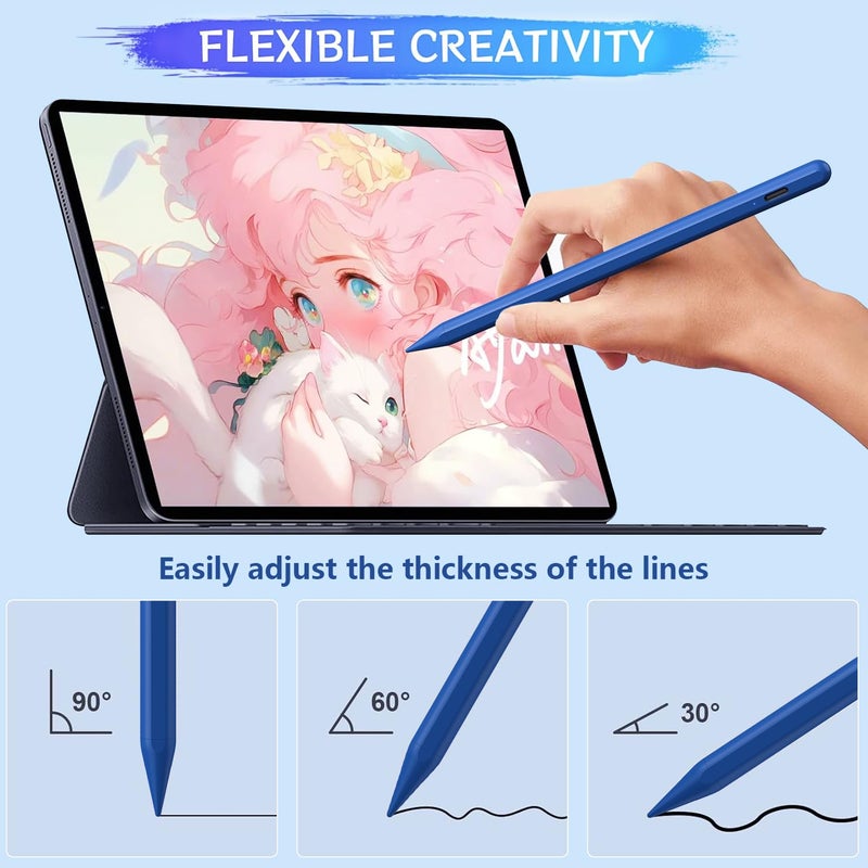 FUWANG Stylus Pen for iPad A16/10th/9th Generation, 10Mins Fast Charge for Apple Pencil&iPad Pen, Compatible with iPad A16/10th/9th/8th/7th/6/Pro 13'' 11'' M4/12.9 inch/Air 11'' 13'' M3/M2/Mini 7/6/5, Blue - Image 4