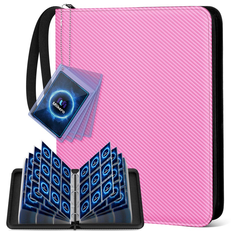 Mlikero Trading Card Binder 9 Pocket Card Binder with Card Display Design 720 Double Sided Pocket Collection Binder Card Albums for MTG TCG and Sports CardsPink - Image 2