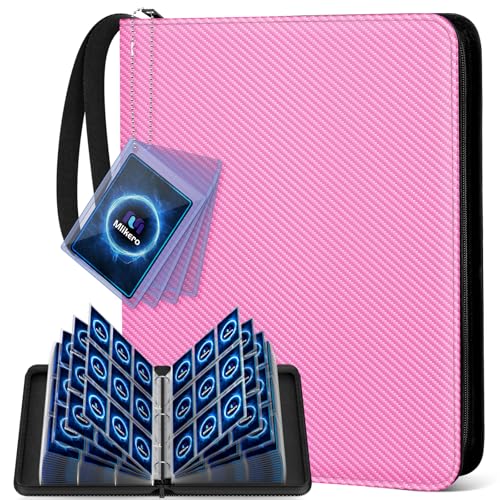 Mlikero Trading Card Binder 9 Pocket Card Binder with Card Display Design 720 Double Sided Pocket Collection Binder Card Albums for MTG TCG and Sports CardsPink - Image 1