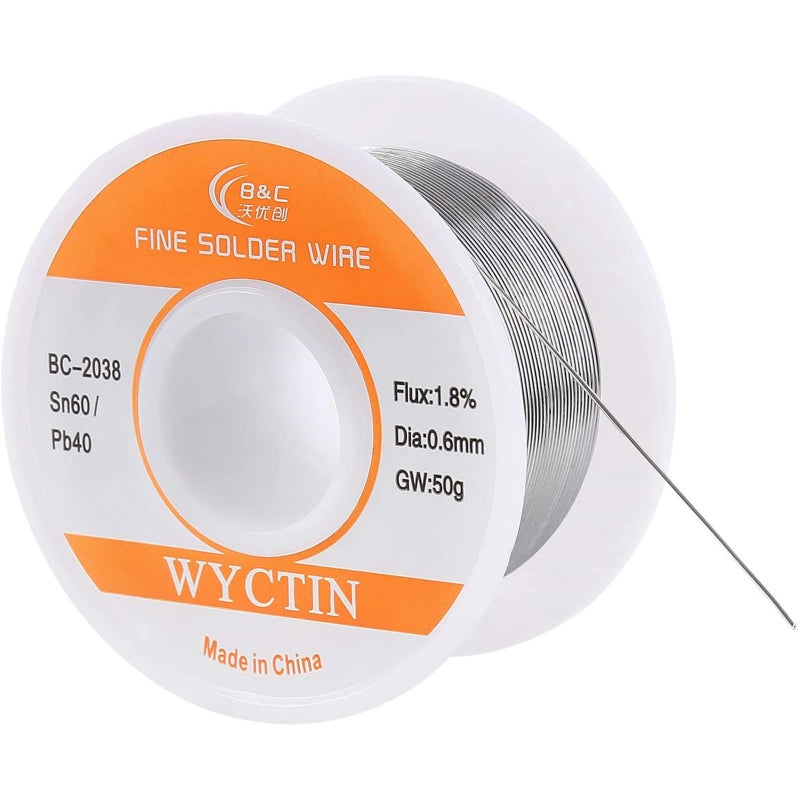 WYCTIN 60-40 Tin Lead Rosin Core Solder Wire for Electrical Soldering and DIY 0.0236 inches(0.6mm) 0.11lbs - Image 2