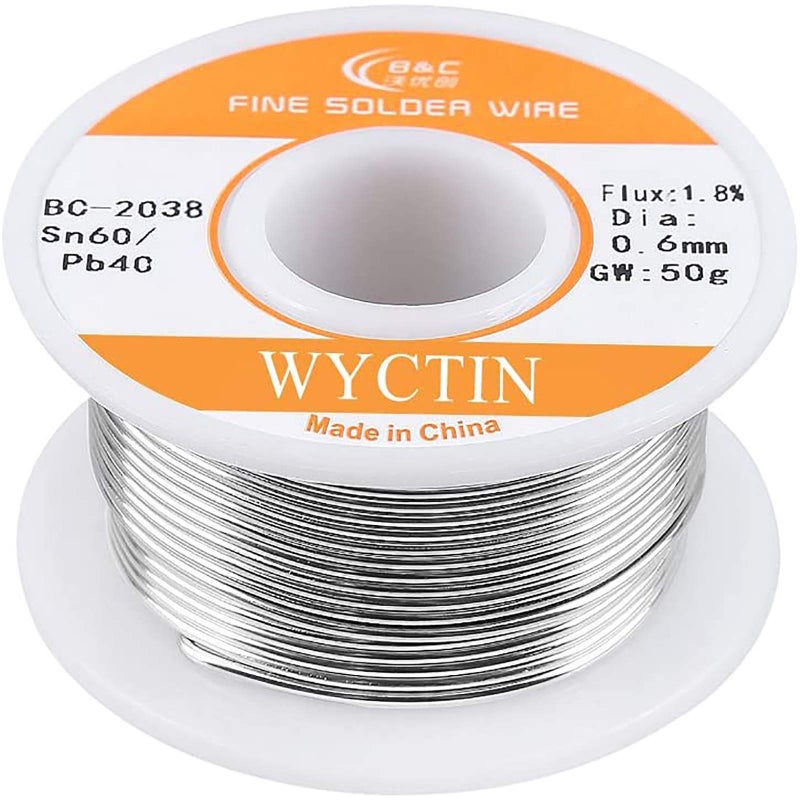 WYCTIN 60-40 Tin Lead Rosin Core Solder Wire for Electrical Soldering and DIY 0.0236 inches(0.6mm) 0.11lbs - Image 3