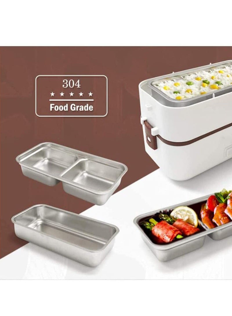 ميكسد مزدوجة الطبقات طباخ كهربائي طبخ الغداء بينتو مربع مصغرة طباخ الأرز الحار للأطفال الكبار مكتب المنزل المدرسة رحلة الطبخ الخام - Image 3