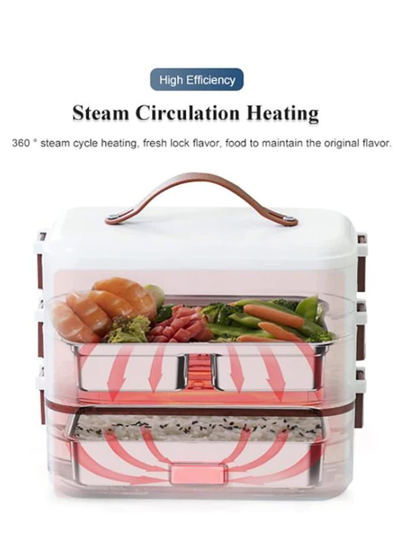 ميكسد مزدوجة الطبقات طباخ كهربائي طبخ الغداء بينتو مربع مصغرة طباخ الأرز الحار للأطفال الكبار مكتب المنزل المدرسة رحلة الطبخ الخام - Image 4