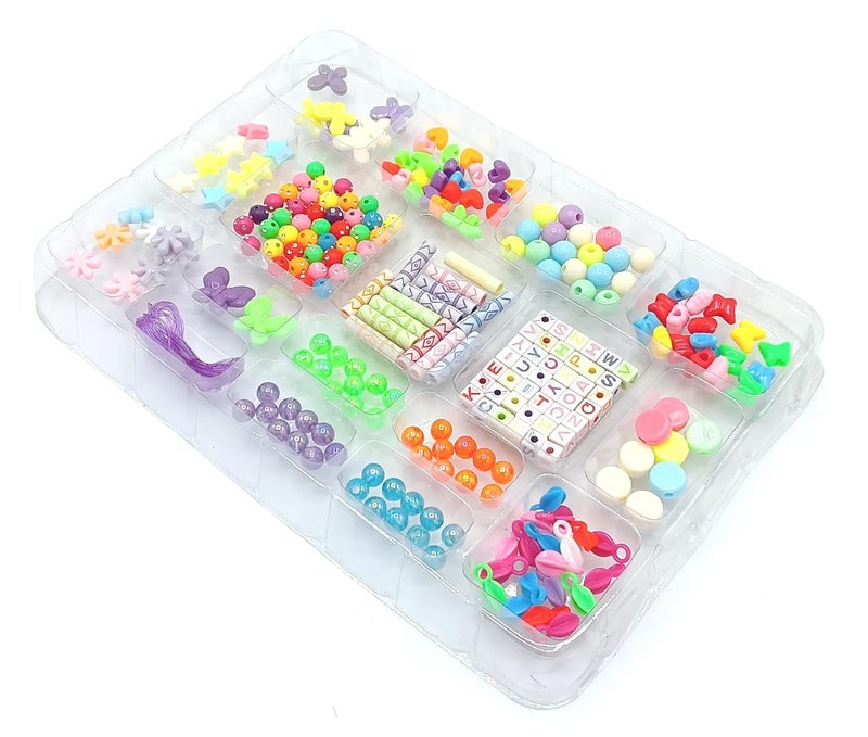 Gold Leaf GOLD LEAF Various Shapes Loom with Elastic Theards 245+ Pcs Kandi Beads for Bracelet Making Kit, Friendship Bracelet Kit with Beads, Plastic Beads for Jewellery Making DIY Craft Teengirls Gifts  - Image 2