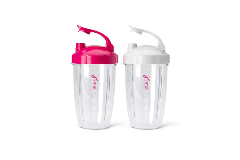 nutribullet 24 oz To-Go Cups and colored flip-top lids (Pink/White) - Image 2