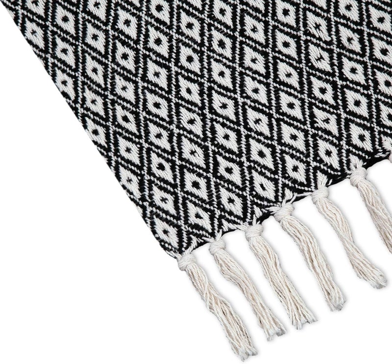 Americanflat 100% Cotton Throw Blanket for Couch - 50x60 in - All Seasons Neutral Lightweight Cozy Soft Blankets & Throws for Bed, Sofa or Chair. Indoor or Outdoor Use [Black Cream Chevron] - Image 2