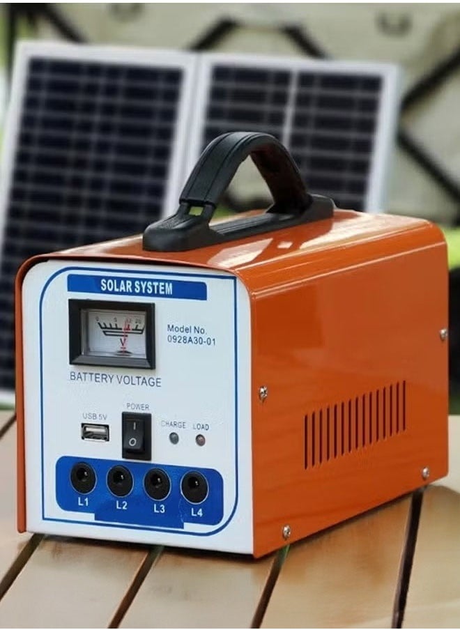 Cady One A solar energy system with a 7 volt solar panel, 4 bulbs, and a mobile charger outlet, suitable for camping and trips  - Image 1