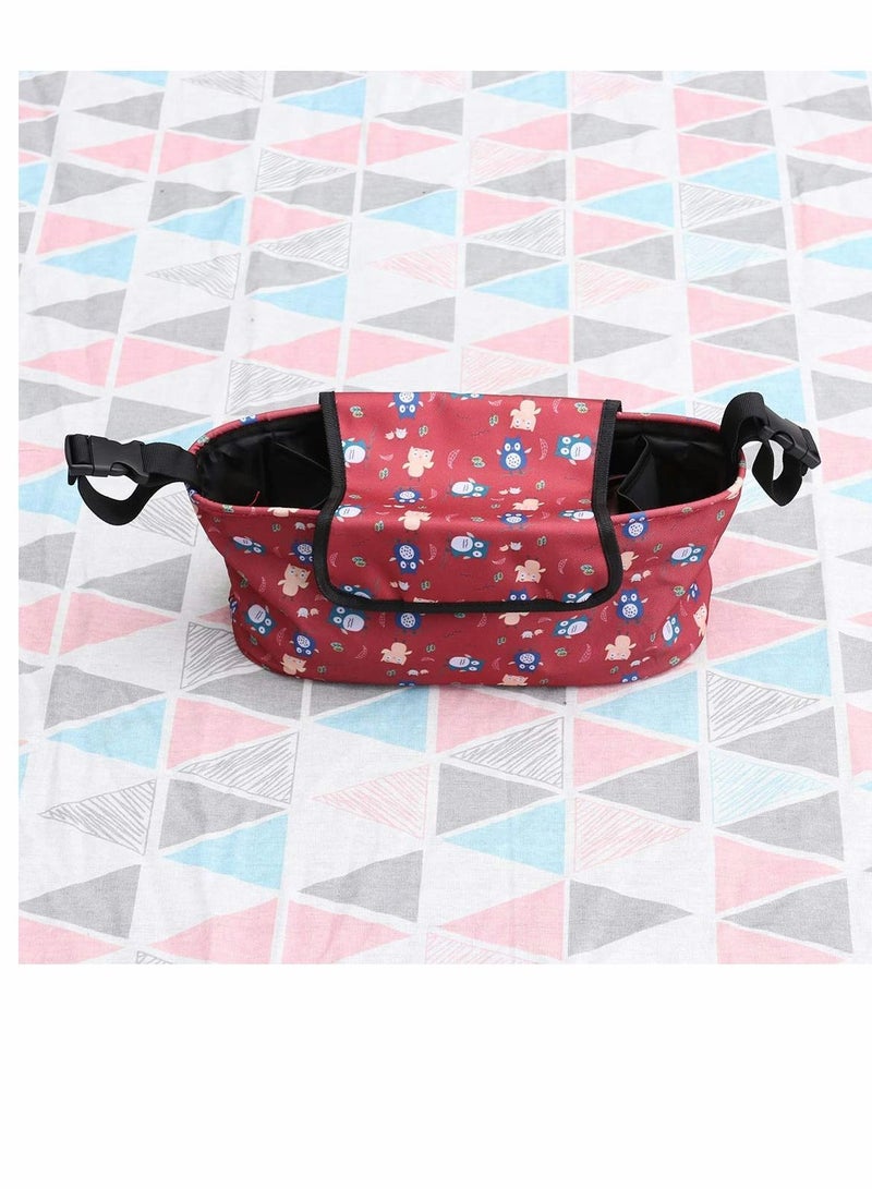 Portable Baby Trolley Pouch Storage Bag Waterproof Hanging for Milk Bottles Wallets Cell Phones students, Red Owl Style  - Image 4
