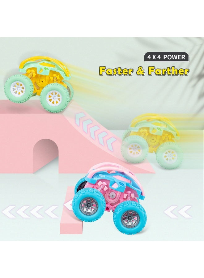 هالامودو 4 جهاز كمبيوتر شخصي قلب الهجوم السيارات , 4WD خارج الطرق الهجوم المركبات , الأطفال لعب الانجراف خدعة Rollover السيارات , سحب مرة أخرى السيارات لعب للطفل الصغير , الوردي / الأزرق / الأخضر , 8.5 * 9 * 8.5 سم - Image 4