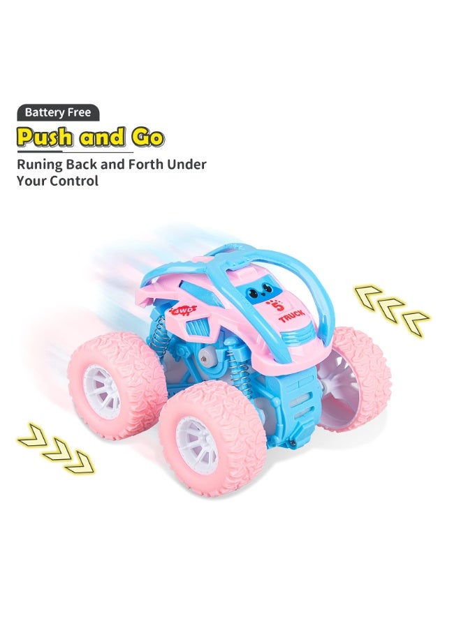 هالامودو 4 جهاز كمبيوتر شخصي قلب الهجوم السيارات , 4WD خارج الطرق الهجوم المركبات , الأطفال لعب الانجراف خدعة Rollover السيارات , سحب مرة أخرى السيارات لعب للطفل الصغير , الوردي / الأزرق / الأخضر , 8.5 * 9 * 8.5 سم - Image 3
