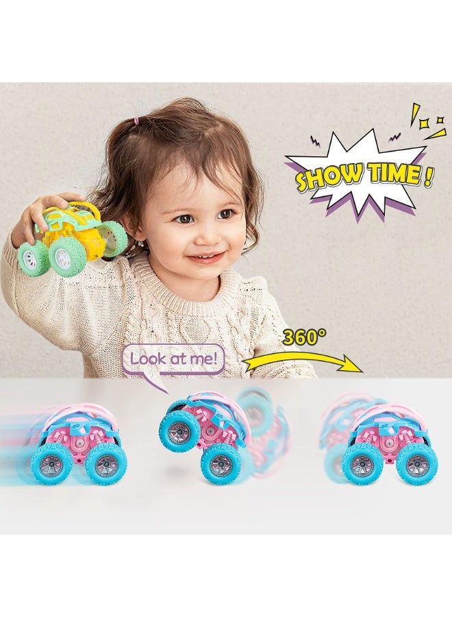 هالامودو 4 جهاز كمبيوتر شخصي قلب الهجوم السيارات , 4WD خارج الطرق الهجوم المركبات , الأطفال لعب الانجراف خدعة Rollover السيارات , سحب مرة أخرى السيارات لعب للطفل الصغير , الوردي / الأزرق / الأخضر , 8.5 * 9 * 8.5 سم - Image 5