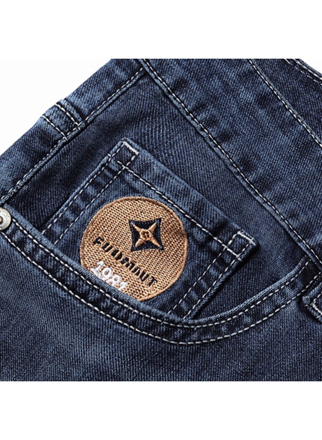 Playboy Men's Jeans Autumn Winter Fleece Lined Thickened Straight Leg Stretch Durable Casual Pants Black Grey Fleece Lined Size 31 - Image 3
