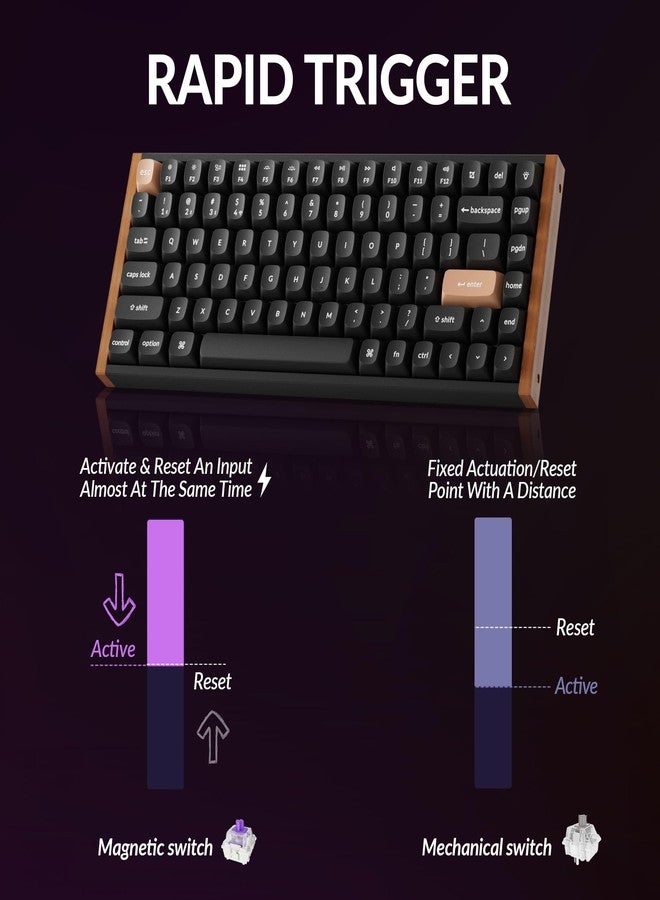 Keychron K2 HE Rapid Trigger Wireless Custom Mechanical Keyboard with Hall Effect Gateron Double-Rail Magnetic Switch, QMK 2.4 GHz Bluetooth 5.2 RGB Compatible with Mac Windows Linux (Aluminum + Wood) - Image 5
