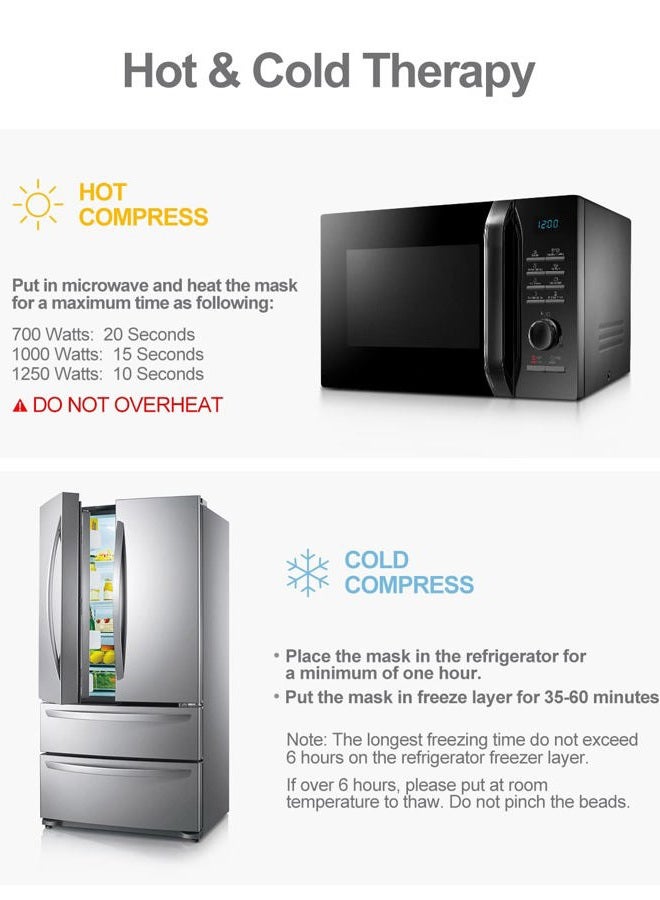 Luxtude قناع عين جل بارد لقضاء العيون الجافة 2 قطع، حزمة ثلج دافئة قابلة لإعادة الاستخدام، قناع نوم جل، ضغط بارد مجمد للانتفاخ/الهالات السوداء/الصداع/الحساسية (أزرق) - Image 5