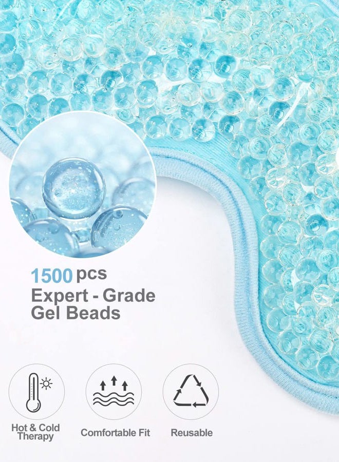 Luxtude قناع عين جل بارد لقضاء العيون الجافة 2 قطع، حزمة ثلج دافئة قابلة لإعادة الاستخدام، قناع نوم جل، ضغط بارد مجمد للانتفاخ/الهالات السوداء/الصداع/الحساسية (أزرق) - Image 4