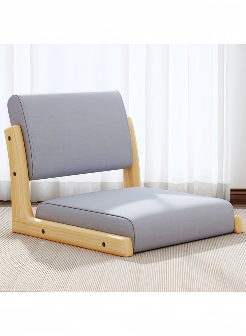 GGEROU Foldable Tatami Chair, Upholstered Japanese Style Floor Chair, Wood Legless Back Rest Chair with Cushion, Accent Meditation Floor Seat for Bay Window, Living Room, Bedroom 45x48x36cm - Image 1