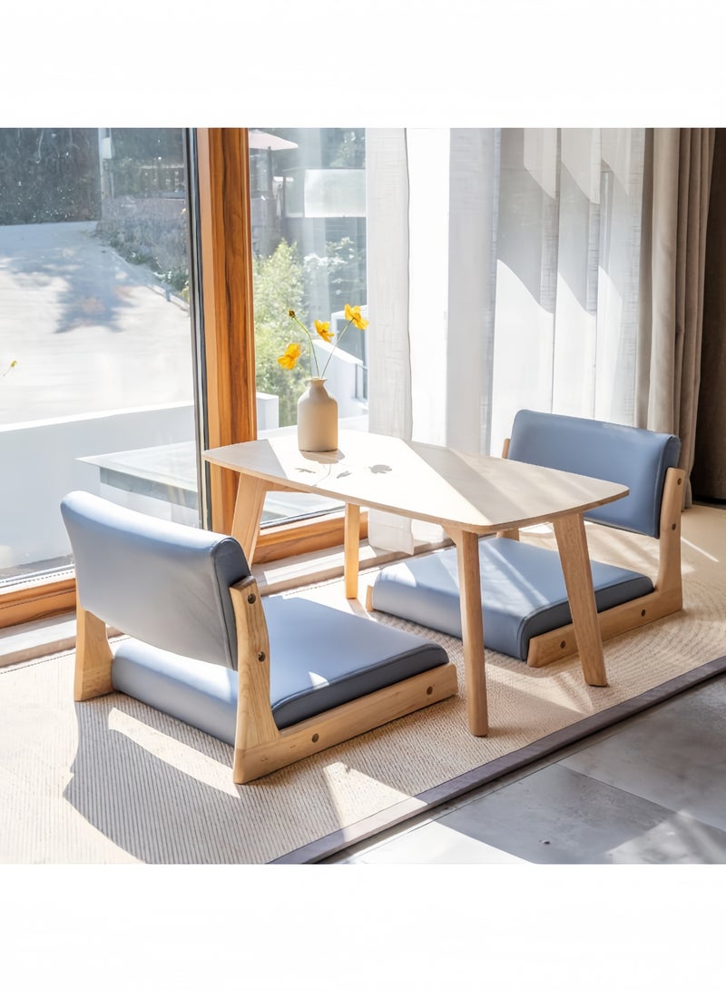 GGEROU Foldable Tatami Chair, Upholstered Japanese Style Floor Chair, Wood Legless Back Rest Chair with Cushion, Accent Meditation Floor Seat for Bay Window, Living Room, Bedroom 45x48x36cm - Image 3