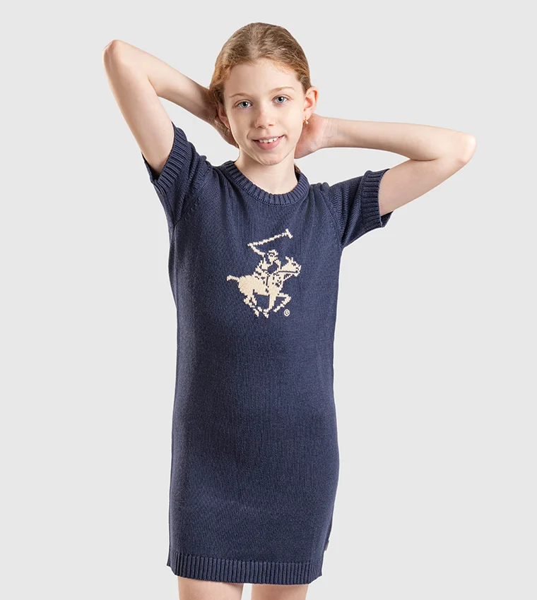 BEVERLY HILLS POLO CLUB Logo Detail Mini Sweater Dress