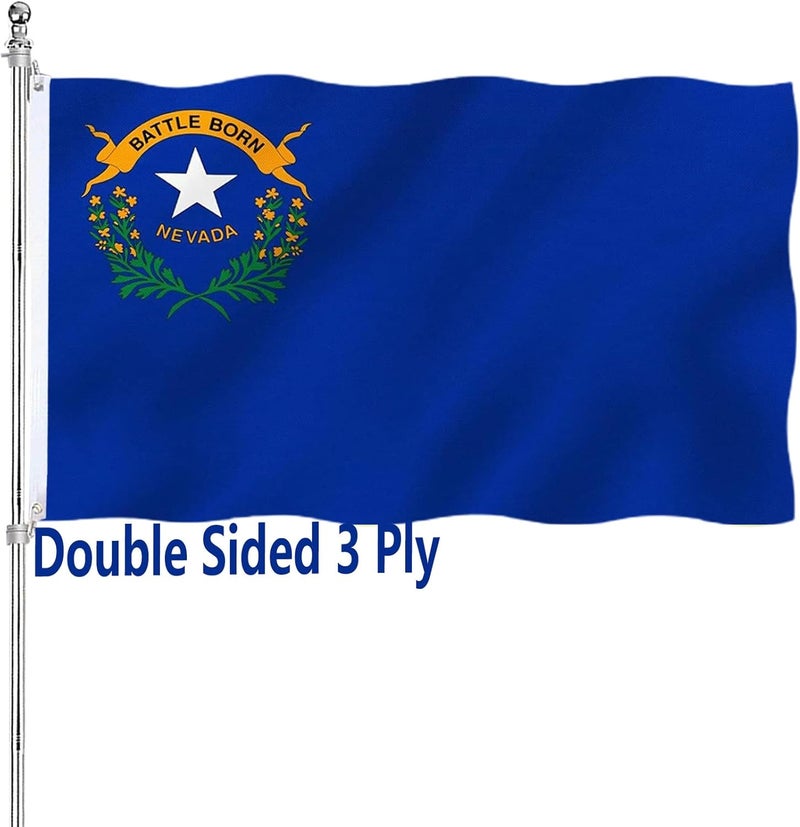 ARSOF Nevada State Flag 3x5ft Double Sided Outdoor Heavy Duty Vivid Colors NV State Flags 3 Ply with Durable Canvas Header and Brass Grommets - Image 1